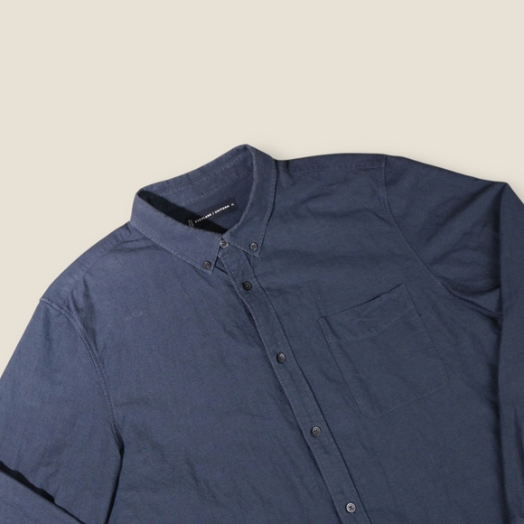 Everlane Uniform Dark Grey Cotton Button Up Long Sleeve Shirt Men’s XL - Picture 2 of 6